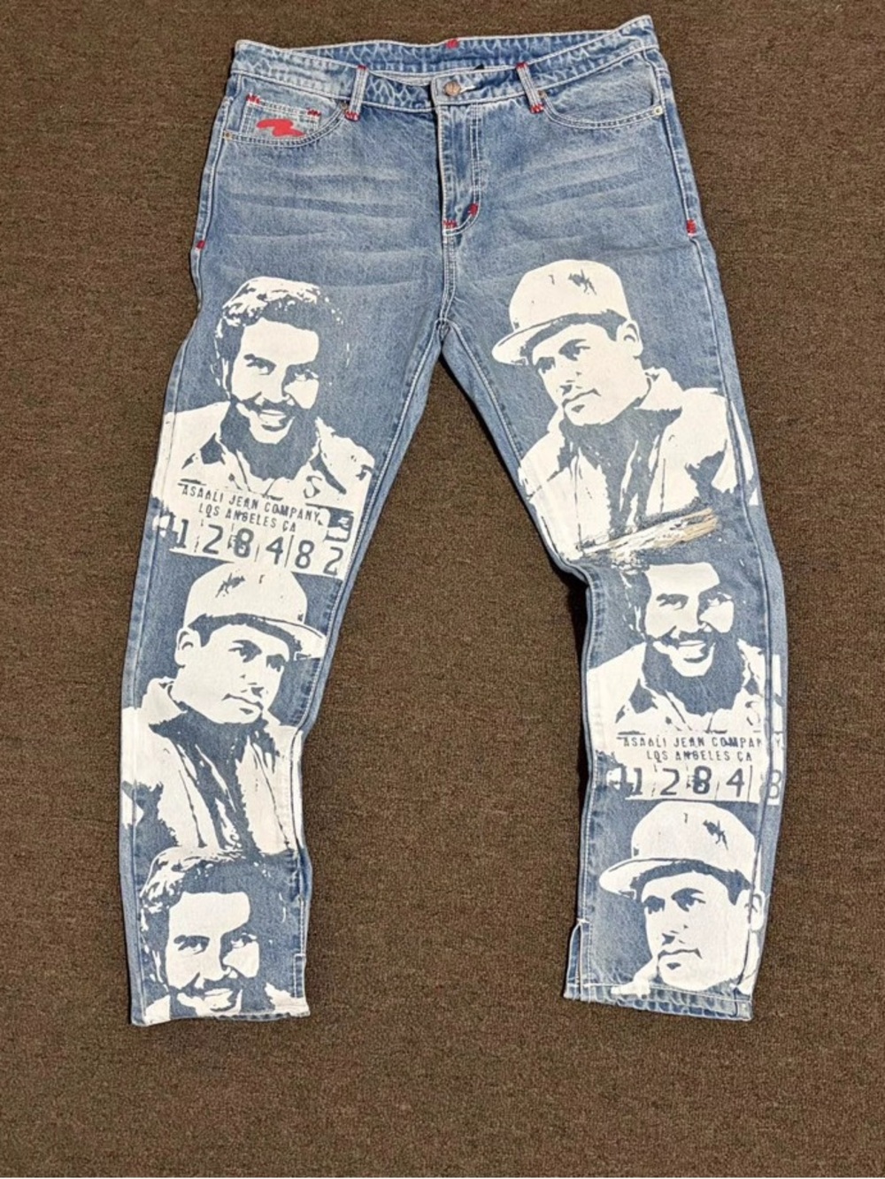 Asaali Graphic Light Blue Denim Jeans - Print